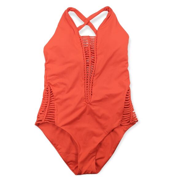 Becca by Rebecca Virtue No Strings Attached One Piece Swimsuit Tangerine Medium - Picture 3 of 10